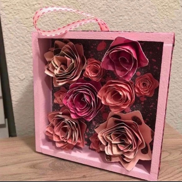 Handmade 3d Paper Flower Shadow Box Wall Hanging - Picture 7 of 7